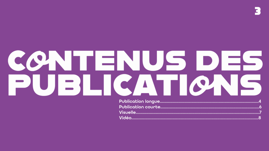 Contenus des publications